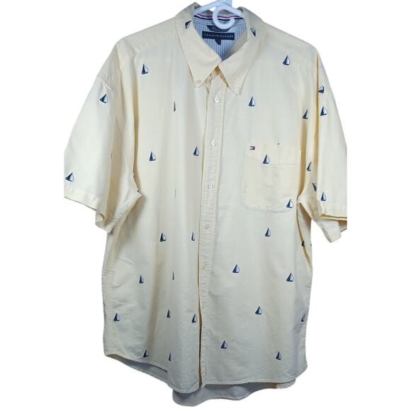 Tommy Hilfiger Other - Tommy Hilfiger Men's XXL Yellow Short Sleeve Button Down Shirt Sailboat Nautical